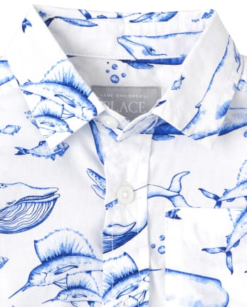 Baby And Toddler Boys Whale Poplin Button Up Shirt