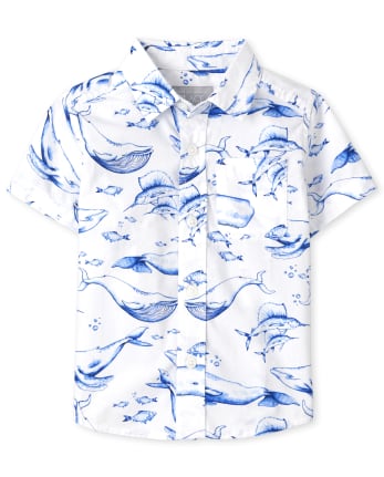 Baby And Toddler Boys Whale Poplin Button Up Shirt
