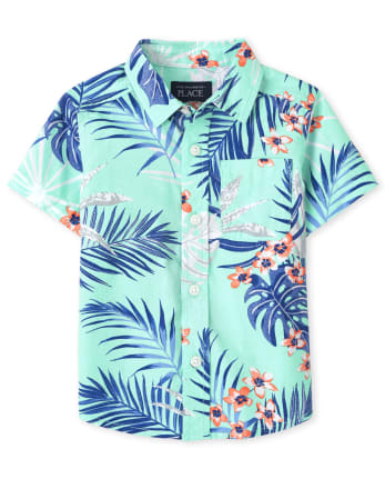 Baby And Toddler Boys Dad And Me Tropical Poplin Button Down Shirt