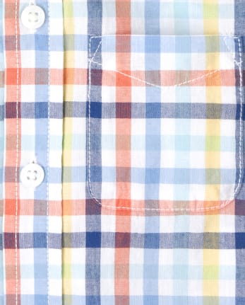 Chemise boutonnée en popeline à carreaux pour bébés et tout-petits garçons