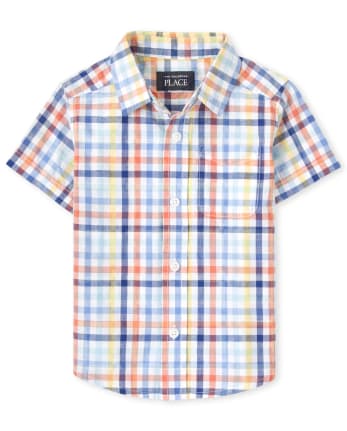 Chemise boutonnée en popeline à carreaux pour bébés et tout-petits garçons