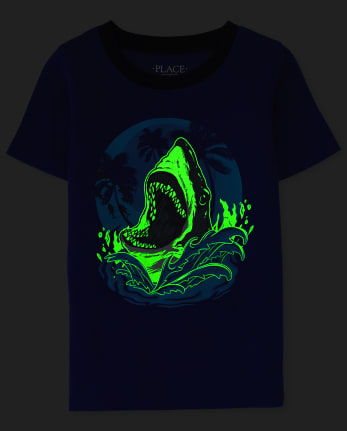 Boys Glow Shark Dino Snug Fit Cotton Pajamas 2-Pack