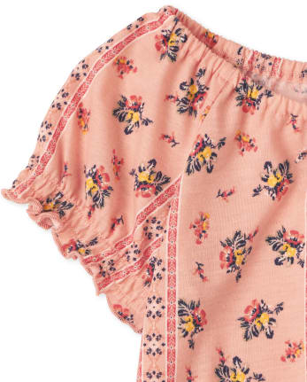 Top fruncido con estampado para niñas