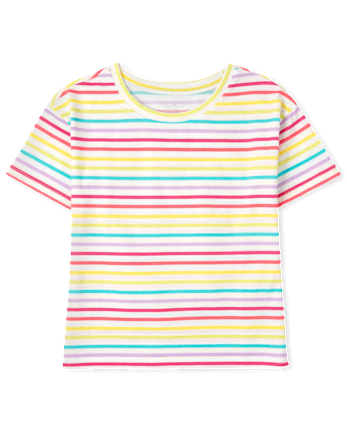 Camiseta básica con capas estampadas para niñas