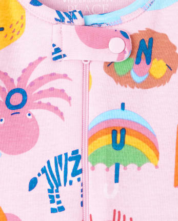 Baby And Toddler Girls Alphabet Snug Fit Cotton One Piece Pajamas