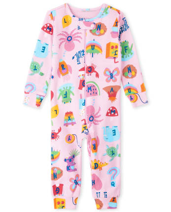 Baby And Toddler Girls Alphabet Snug Fit Cotton One Piece Pajamas