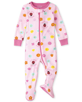 Pyjama une pièce en coton ajusté coccinelle pour bébés et petites filles