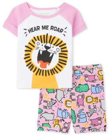 Pyjama en coton coupe ajustée Lion pour bébés et petites filles