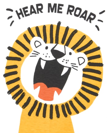 Pijama de algodón ajustado con diseño de león para bebés y niñas pequeñas