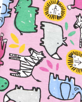 Pijama de algodón ajustado con diseño de león para bebés y niñas pequeñas