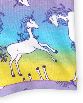 Pyjama en coton ajusté licorne arc-en-ciel pour bébés et petites filles