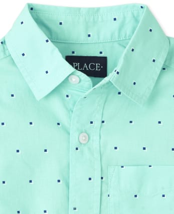 Boys Square Poplin Button Up Shirt