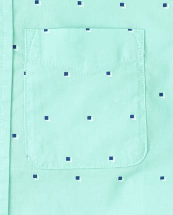 Boys Square Poplin Button Up Shirt
