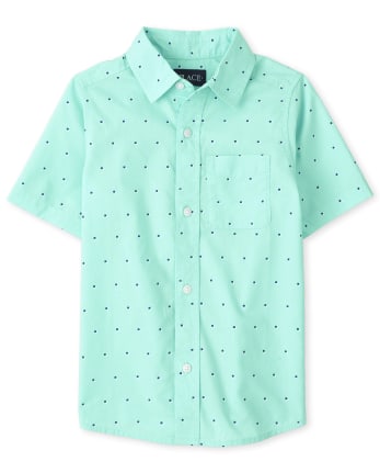 Boys Square Poplin Button Up Shirt