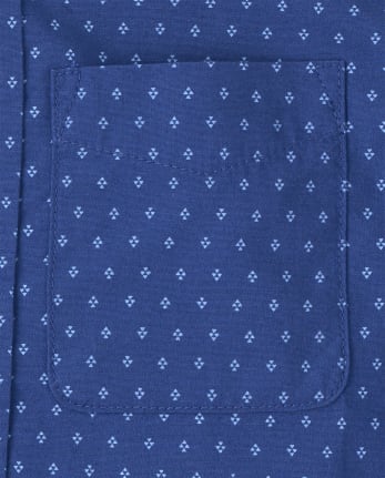Boys Print Poplin Button Up Shirt