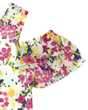 Robe fleurie à épaules dénudées pour fille