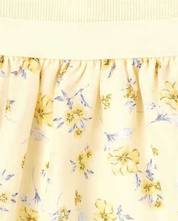 Girls Floral Ribbed Knit To Woven Dress
