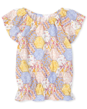 Girls Floral Ruffle Top