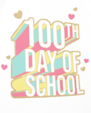 Baby And Toddler Girls 100th Day Of School Graphic Tee
