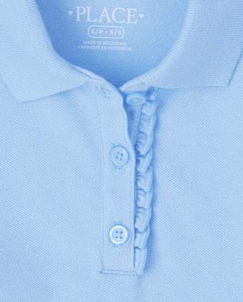 Polo de piqué con volantes de uniforme para niñas, paquete de 2