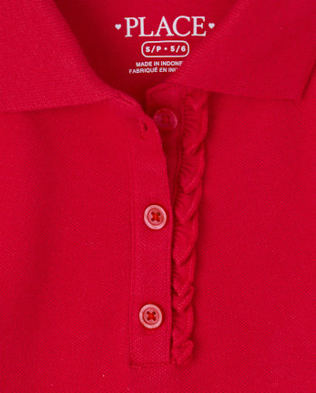 Girls Uniform Ruffle Pique Polo 2-Pack - Plus