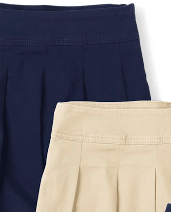 Falda pantalón niña Uniform Stretch plisada con botones, paquete de 4