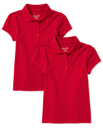 Girls Uniform Ruffle Pique Polo -Pack
