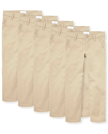 Girls Uniform Stretch Skinny Chino Pants 5-Pack