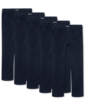 Girls Uniform Stretch Skinny Chino Pants 5-Pack