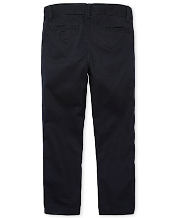 Pantalones chinos ajustados elásticos uniformes para niños, paquete de 5