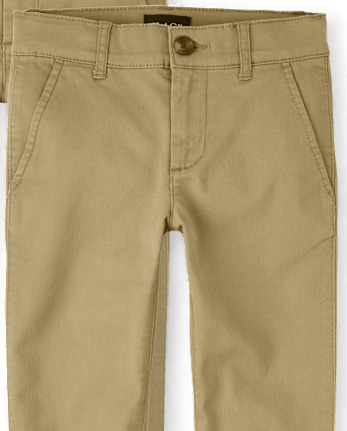 Pantalones chinos ajustados elásticos de uniforme para niños, paquete de 4