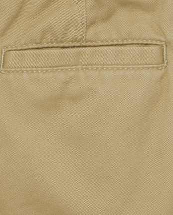 Paquete de 2 pantalones cortos chinos elásticos uniformes para bebés y niños pequeños - FLAX