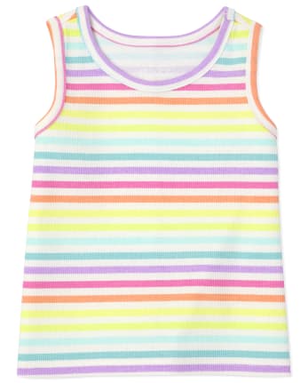 Baby And Toddler Girls Rainbow Striped Ribbed Tank Top