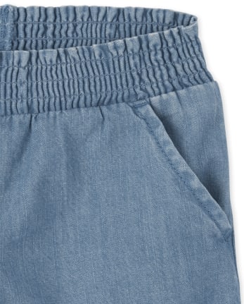 Baby And Toddler Girls Paperbag Waist Denim Shorts