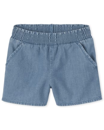 Baby And Toddler Girls Paperbag Waist Denim Shorts