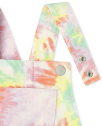 Baby And Toddler Girls Rainbow Tie Dye Shortalls