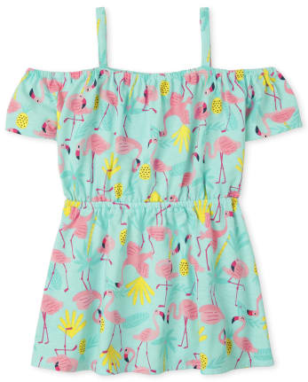 Baby And Toddler Girls Flamingo Cold Shoulder Dress