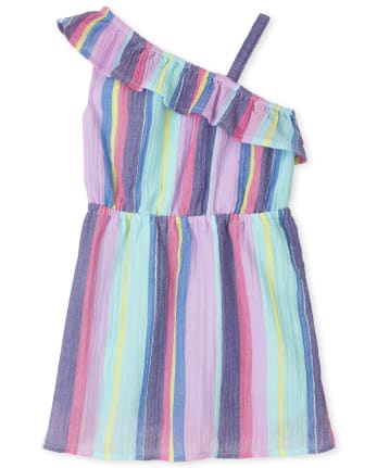 Baby And Toddler Girls Striped One Shoulder Dress