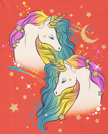 T-shirt graphique licorne arc-en-ciel pour fille