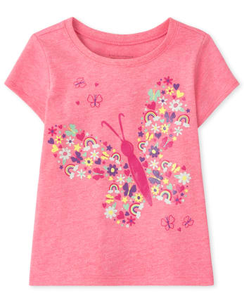 Baby And Toddler Girls Short Sleeve Butterfly Graphic Tee | The ...