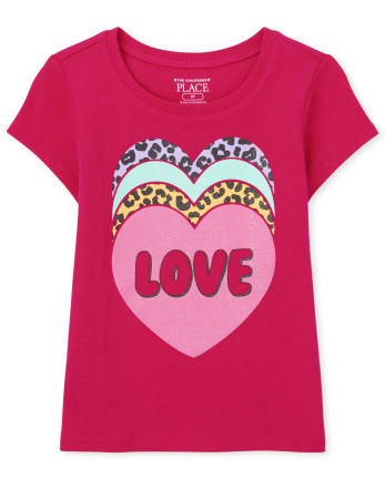 Baby And Toddler Girls Love Heart Graphic Tee