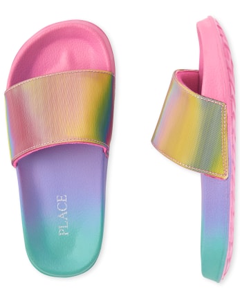 Girls Rainbow Ombre Slides