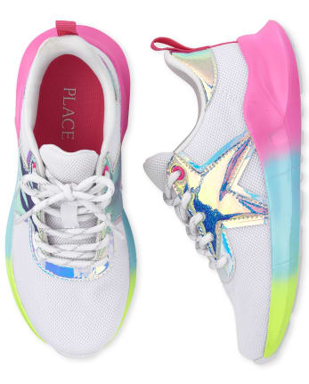 Zapatillas deportivas con estrellas holográficas para niñas