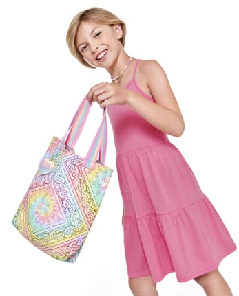 Girls Rainbow Bandana Tote Bag