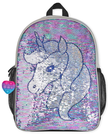 Girls Metallic Flip Sequin Unicorn Backpack