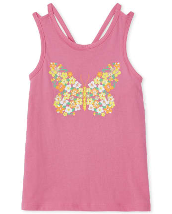 Girls Butterfly Strappy Tank Top