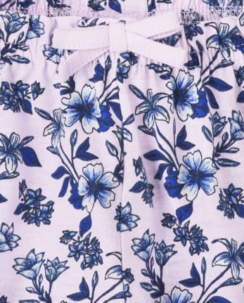 Pack de 2 shorts para bebé niña con cintura paperbag floral