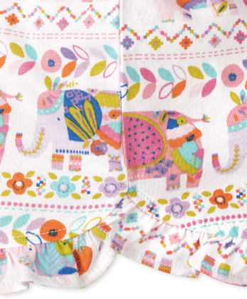Pack de 3 pantalones cortos con volantes de elefante para bebé niña
