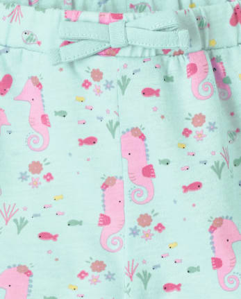 Baby Girls Seahorse Ruffle Shorts 2-Pack