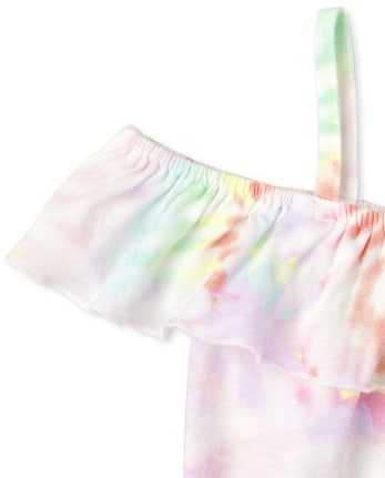 Girls Print Ruffle Tank Top